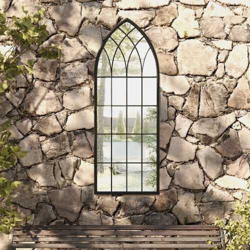 Living And Home Black Cathedral Window Wall Mirror 1