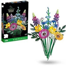 (Multicoloured) 10313 Icons Wildflower Bouquet Set, Artificial Flowers with Poppies and Lavender,Crafts,Home Décor,Gifts Women,Botanical Collection no box