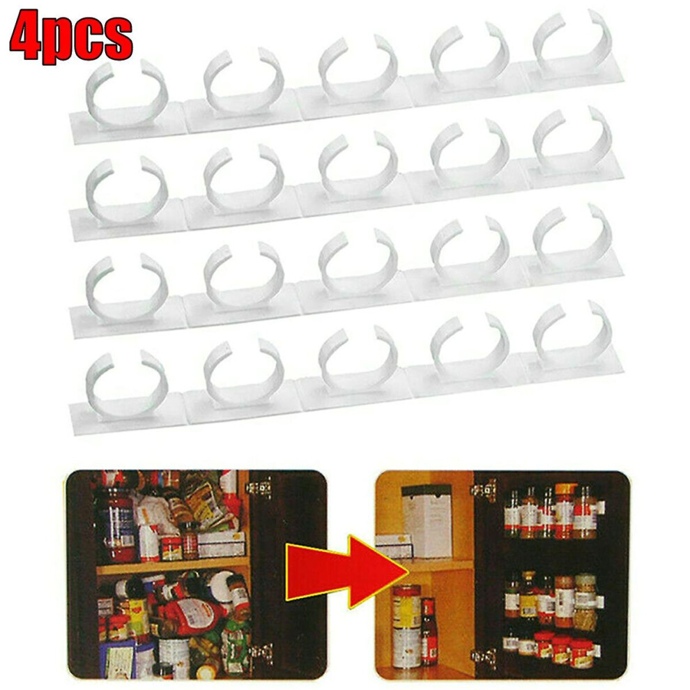 20 Clips Wall Mounted Spice Storage Rack Kitchen Cabinet Door Tidy Organizer