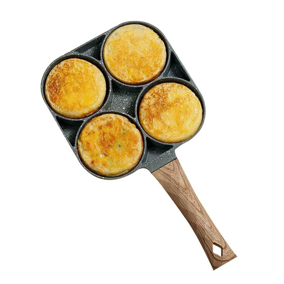 4 Hole Egg Pan Burger Ham Pancake   Handle Frying Grill