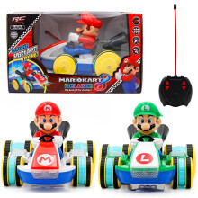 (Green) Super Mario Bros Kart Remote Control Electric Car Toy For Kids, Led Light-up Music Kart Car Toys Gifts