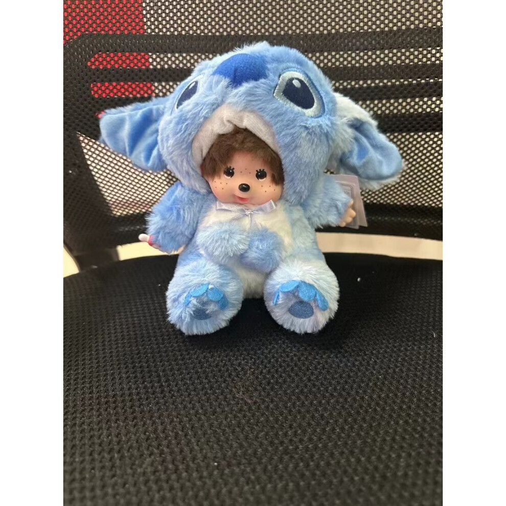 (Sky Blue) New Kawaii Fashion Monchhichi Stitch Plush Doll Cute Monchhichi Toy Kiki Doll Gift