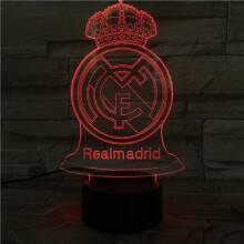 Wekity 3d Led Night Light Illusion Lamp 16 Colour Change Decor Lamp Perfect Gifts For Kids (whale) (real Madrid)
