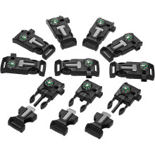 10pcs Emergency Whistle Buckle With Flint Scraper Fire Starter And Compass For Outdoor Camping Hiking Paracord Bracelet
