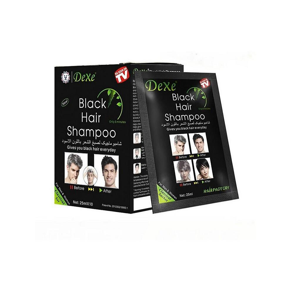 Black 10Pcs Dexe Hair Shampoo 5 Minutes Instant Dye Hair Darkening Long Lasting Shamp