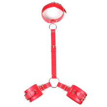 Red Faux Leather Wrist-to-Neck Restraint
