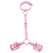 Pink Faux Leather Wrist-to-Neck Restraint