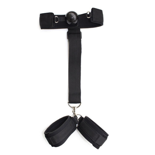 Black Ball Gag and Wrist Cuff Restraint System