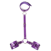 Purple Faux Leather Wrist-to-Neck Restraint