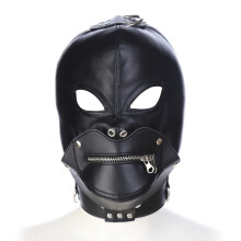 Black Fetish BDSM Zip Bondage Mask