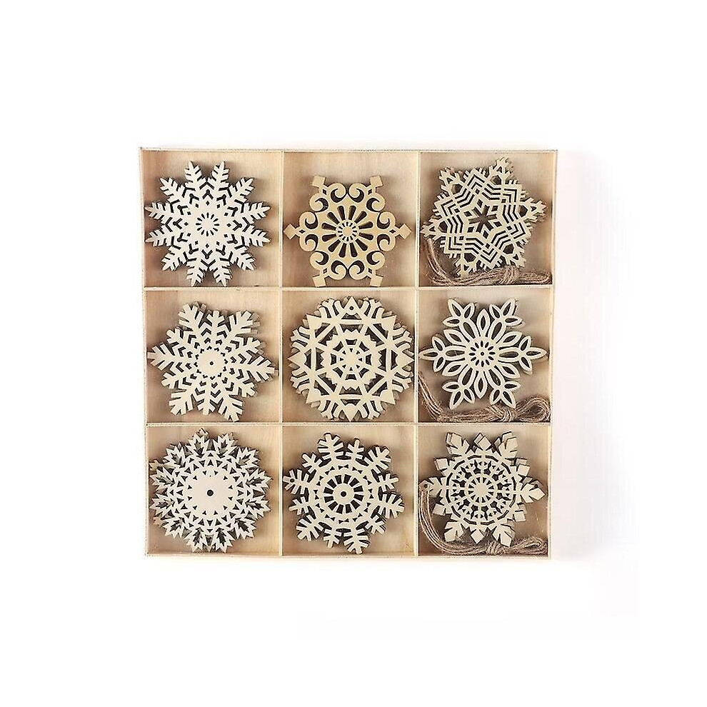 27pcs Wooden Snowflake Embellishment Decoration Hanging Ornament For Christmas Tree Ornaments,wooden Christmas Tree Decoration Baobao