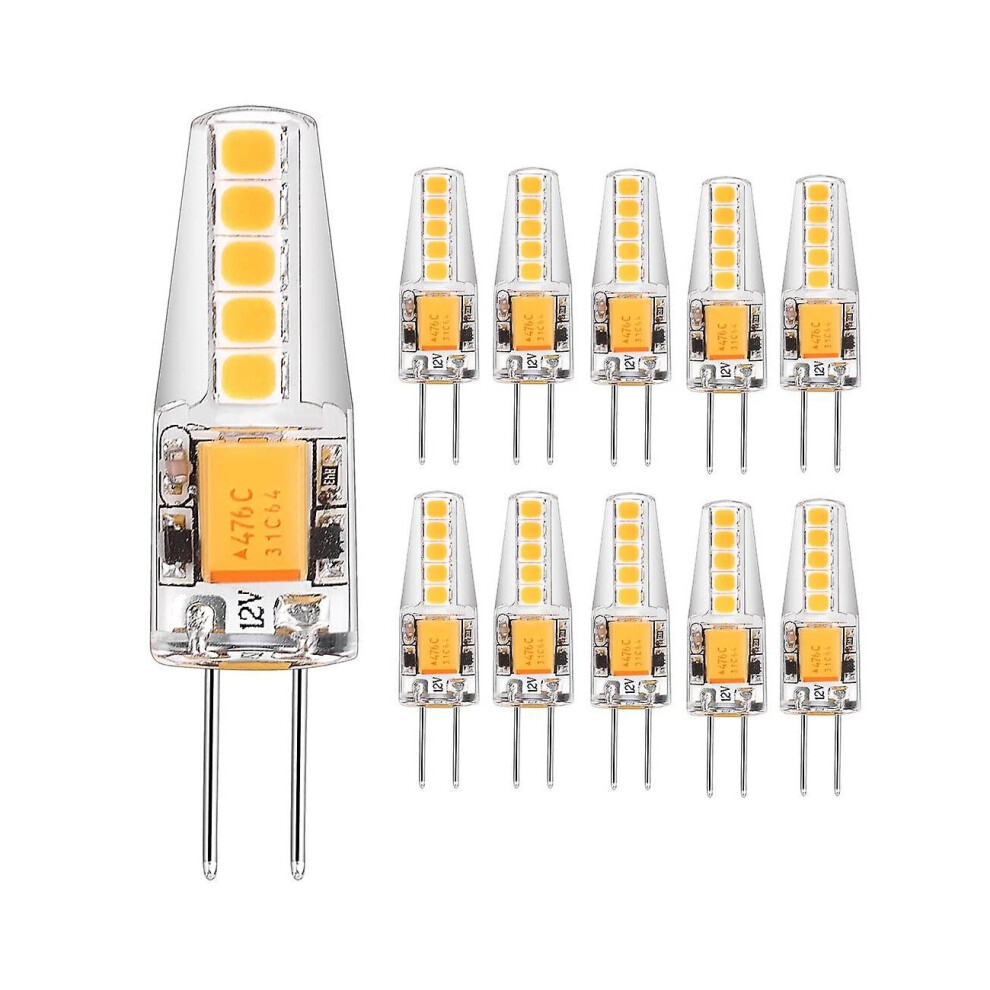 10 Pack 3W G4 Led Bulbs Replaces 30W Halogen Bulbs Warm 12V Ac/Dc 300Lm No Flicker Non-Dimmable White