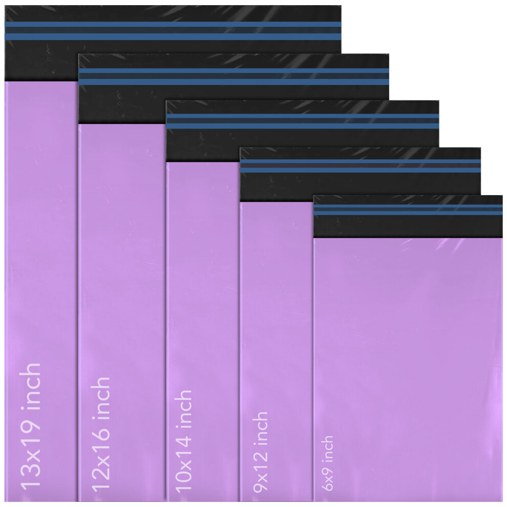 (50 Pack, Purple) 5 Size Color Shipping Parcel Bags Mix Bags Mailing Bag Postal Poly Plastic Postage Bags