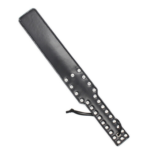 Black Faux Leather Studded Paddle