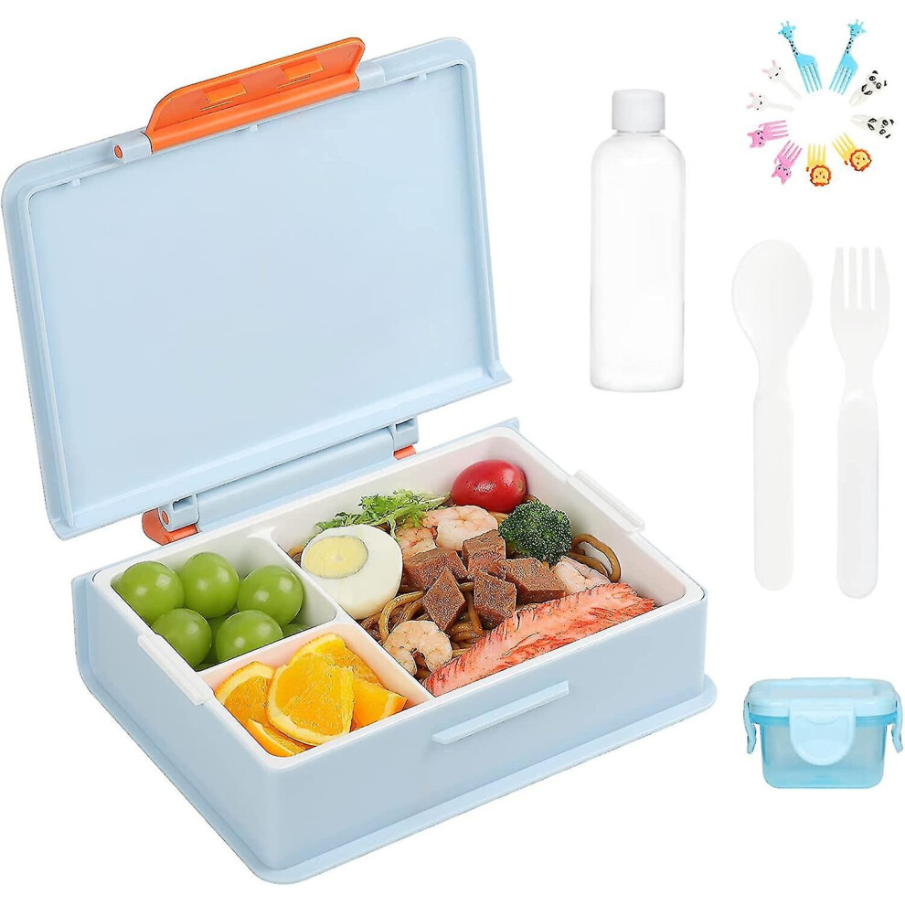 Bento Box Ault Lunch Box, Bento Box For Kis, 3 Compartment 1050ml Leak-proof Bento Lunch Box For Kis, Bpa-free, Freezer, Ishwasher An Microwavable Saf