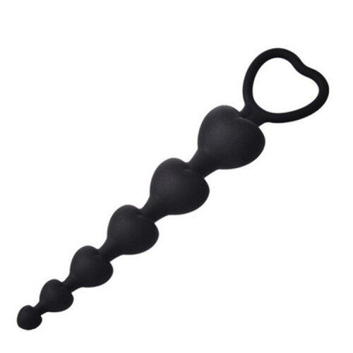 Purple Anal Beads with Heart Shaped Handle