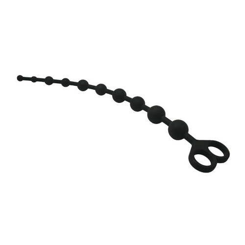 Silicone Anal Beads with a Double Hole Pull Ring (Black) 1