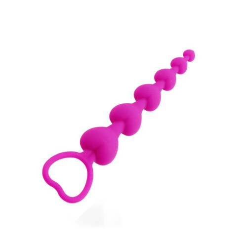 Pink Anal Beads with Heart Shaped Handle