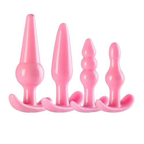 Pink Silicone Butt Plugs (4 Set)