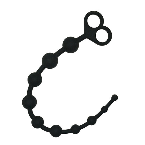 Silicone Anal Beads with a Double Hole Pull Ring (Black) 2