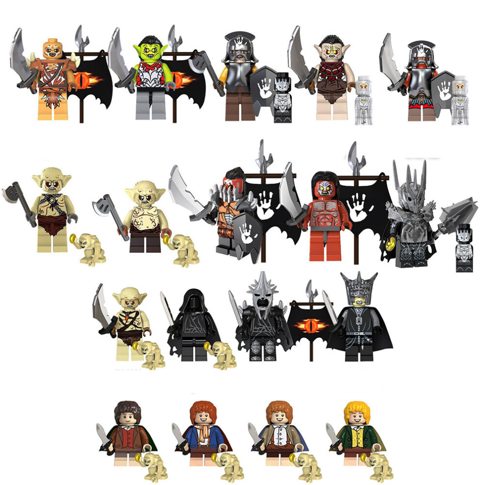 (Style C 18pcs) 18pcs Lord of the Rings Lord of the Rings Goblin Angma  Lord of the Witch  Half Orc Strong Orc Goblin Soren  Assembled Building Block