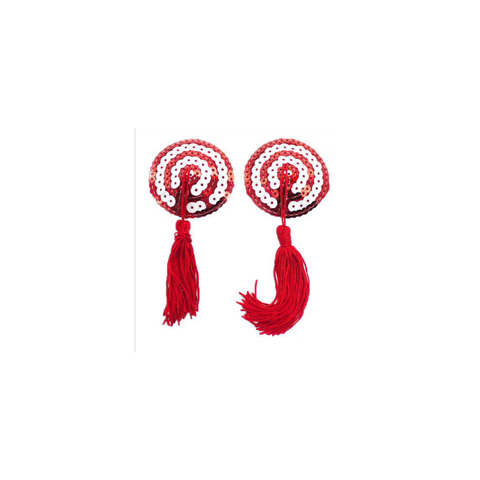 House Of Glass Red/White Target Style Sequin Nipple Tassels