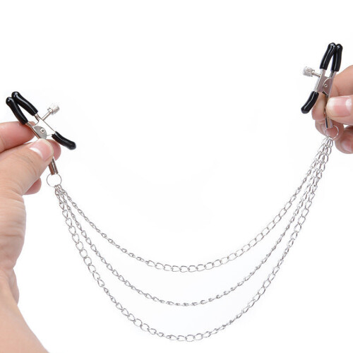 Adjustable Nipple Clamps with Triple Chain (Black)