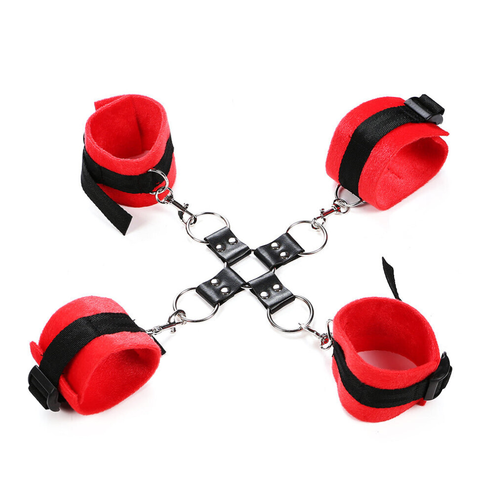 Hogtie Soft Plush Bondage Kit (Black and Red)