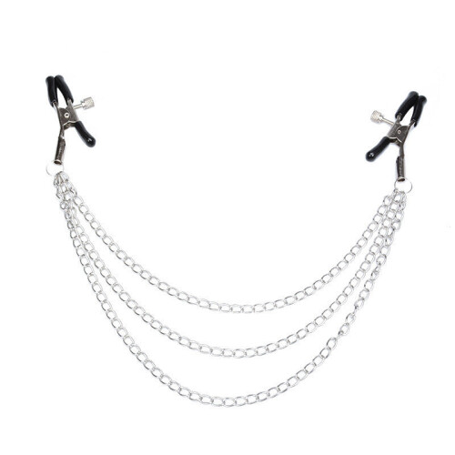 Adjustable Nipple Clamps with Triple Chain (Black) 2