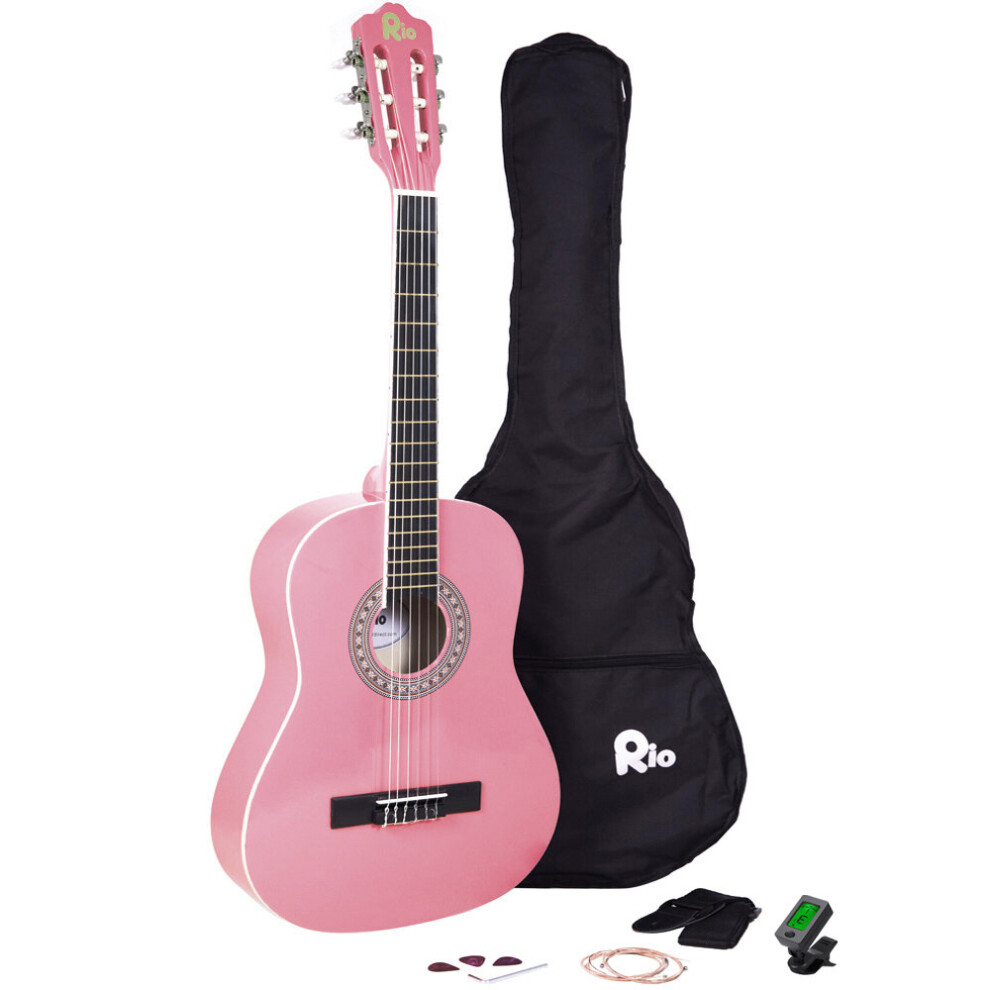 (Pink) Rio 3/4 Junior Acoustic Classical Guitar Pack