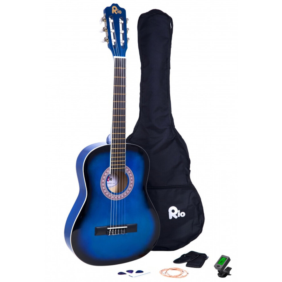 (Blue) Rio 3/4 Junior Acoustic Classical Guitar Pack