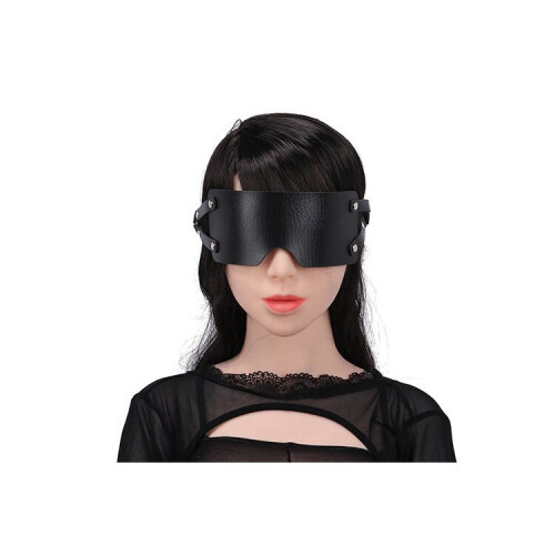 Black Faux Leather Blindfold 1