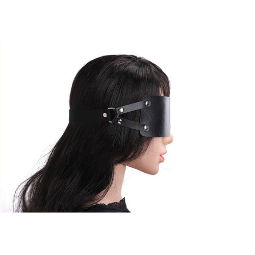 Black Faux Leather Blindfold 2