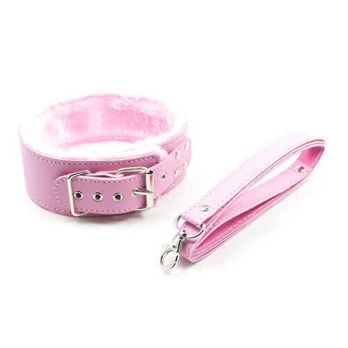 Pink Furry Bondage Collar and Lead