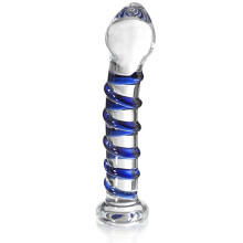 Glacier Glass Blue Spiral Dildo