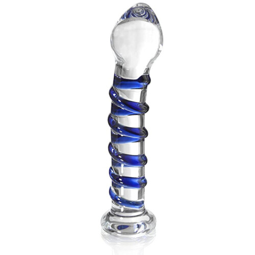 Glacier Glass Blue Spiral Dildo