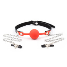 Ball Gag and Nipple Clamps (Black)