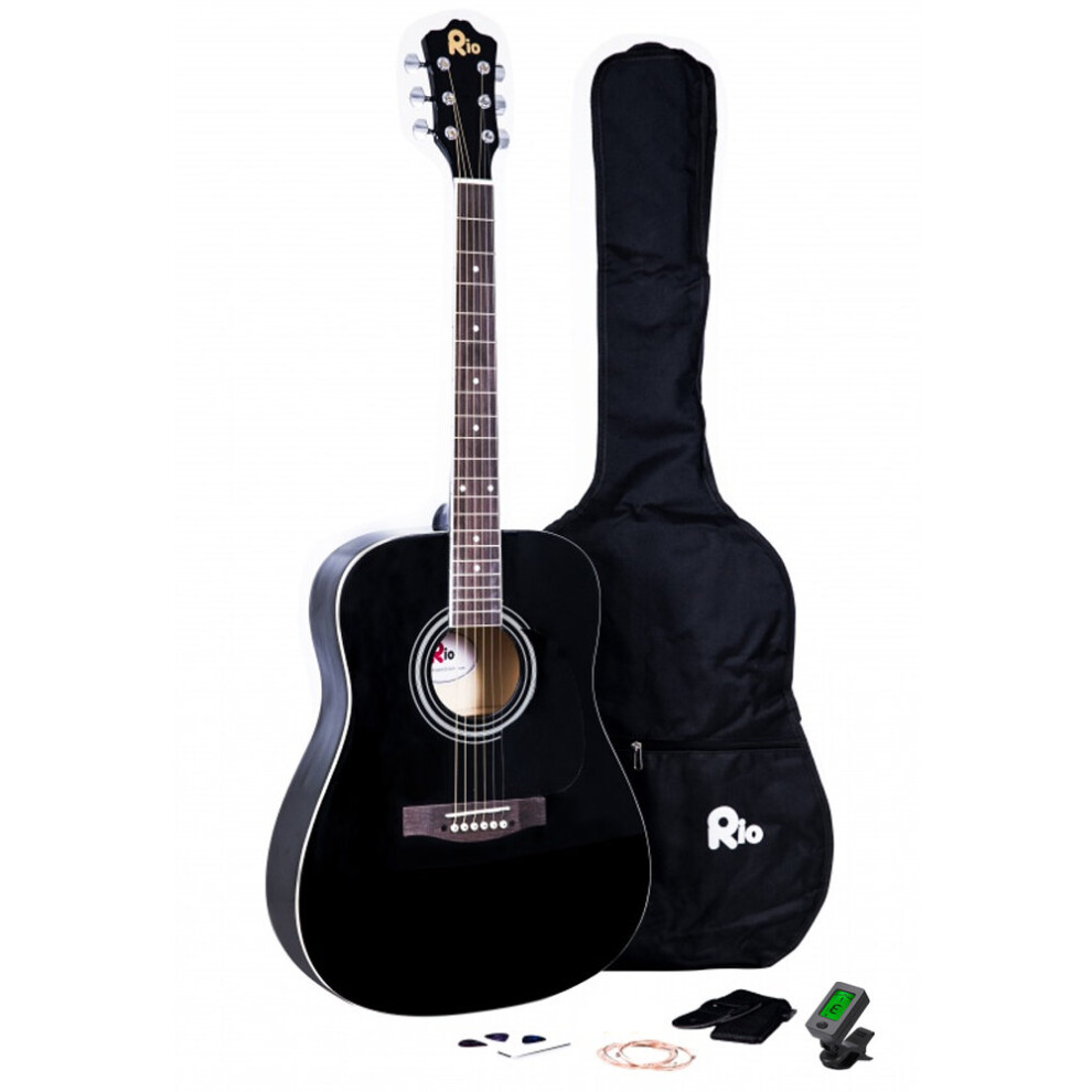 (Black) Rio 4/4 41'' Acoustic Dreadnought Guitar Pack