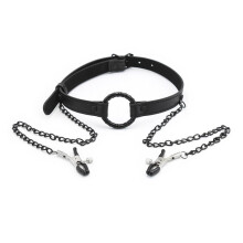 O' Ring Gag and Nipple Clamp Set (Black)