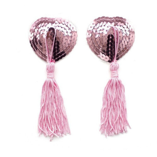 Burlesque Sequin Heart Nipple Tassel (Pink)