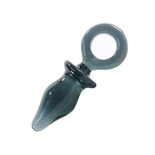 Black Glacier Glass Ring Butt Plug