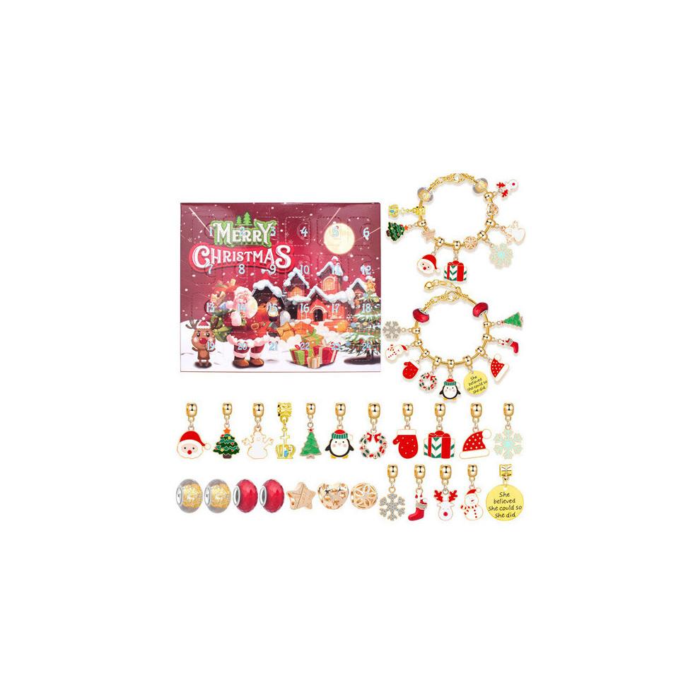 (C) Christmas Advent Calendars Girls Charm Bracelet DIY Toys Gift