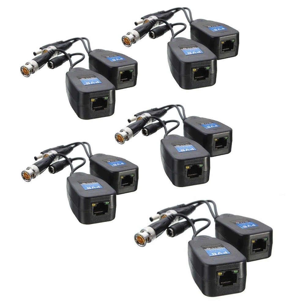 5 Pairs Cctv Coax Bnc Video Power Balun Transceiver To Cat5e 6 Rj45 Connector Coaxial/analog Hd Pai