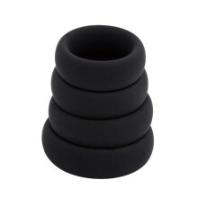 Thick Rubber Loop Cock Rings (3 Set, Black)