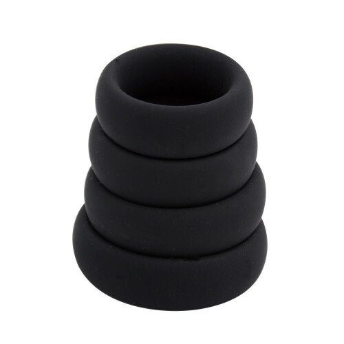 Thick Rubber Loop Cock Rings (3 Set, Black)