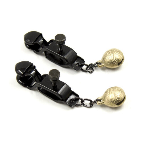 Black Nipple Clamps with Gold Bells 1