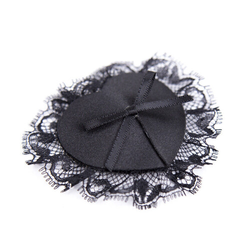 Black Lace Heart Shaped Adhesive Nipple Pasties 1