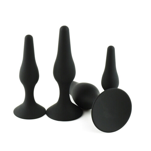 Quadruple Black Butt Plug Training Set