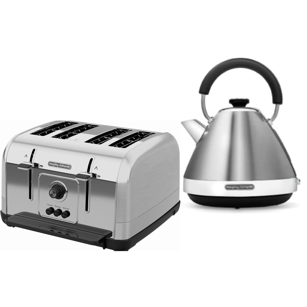 Morphy Richards Venture Brushed Steel Kettle & 4 Slice Toaster Set