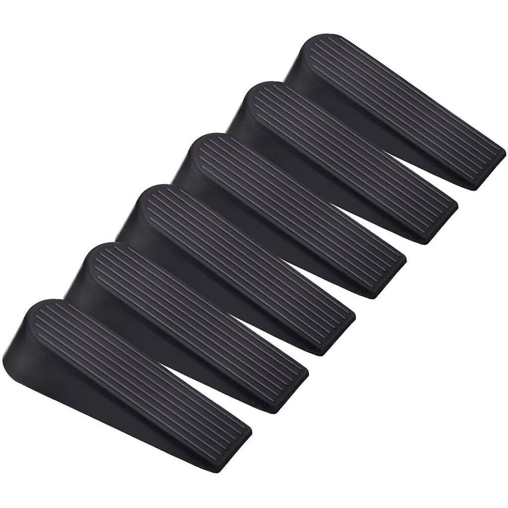 6 Pack Door Stops Wedges Black Rubber Door Stops For Home And Office